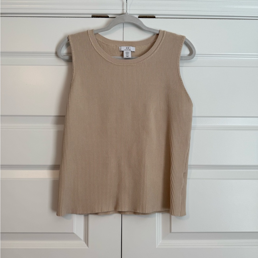 H by Halston Ribbed Tan Tank Top